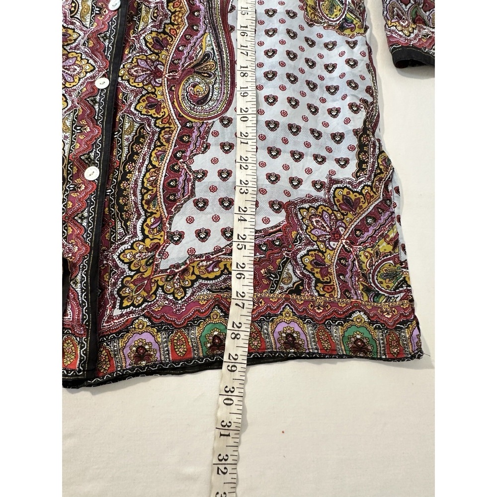 Gianna Silk XL Paisley Shirt Tunic Top Blouse LS Lightweight Boho Artsy Travel - Picture 8 of 9